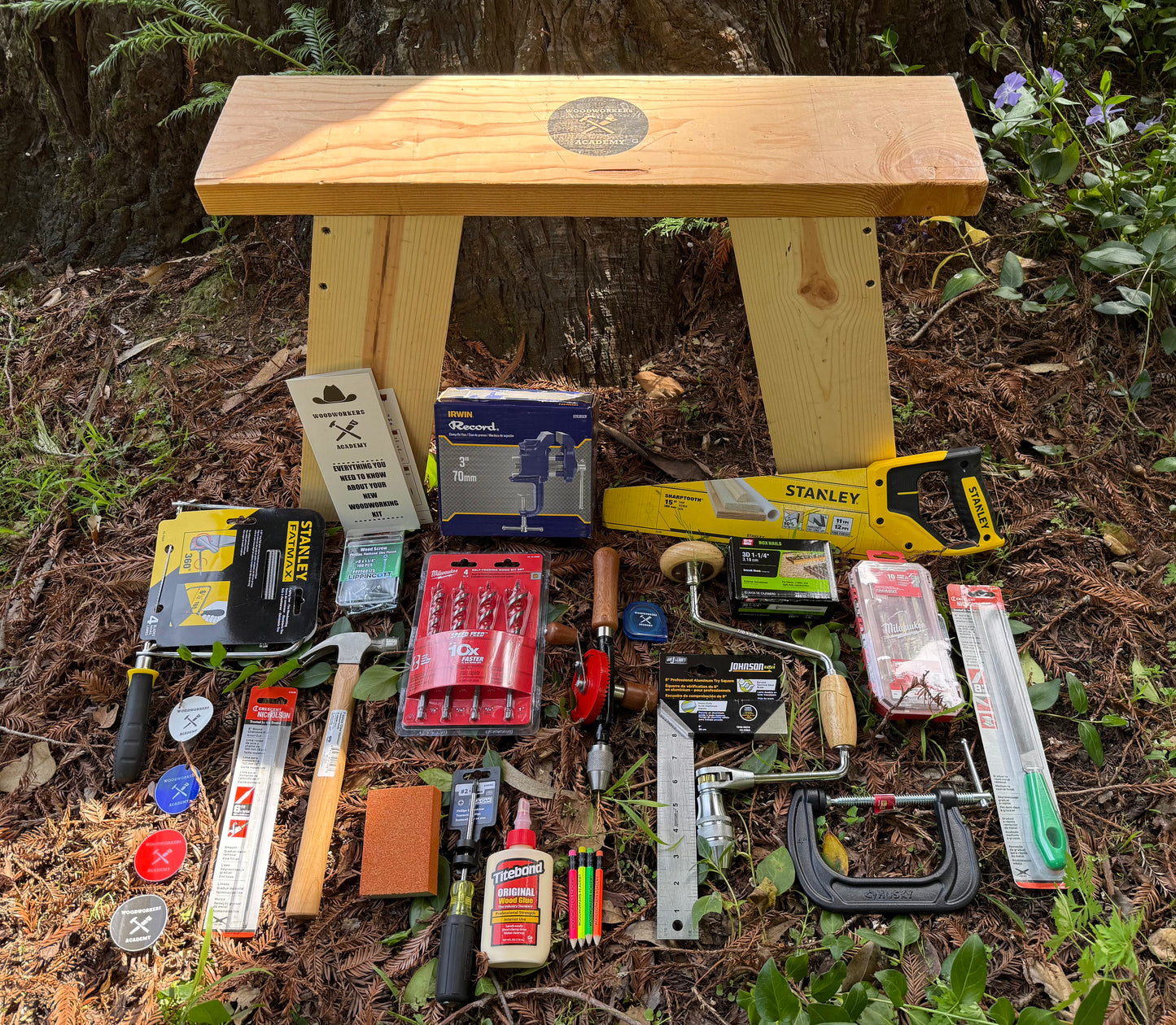 Complete woodworking kit with work station bench.